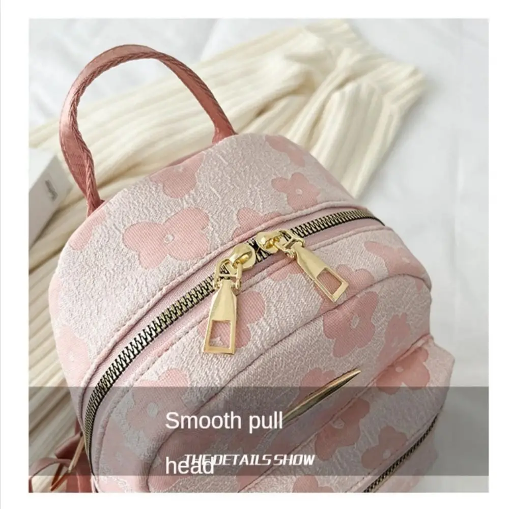 PU Leather Shoulder Mini Small Backpack Multi-Function Ladies Phone Pouch Pack Flower Print Ladies School Backpack Bag for Women