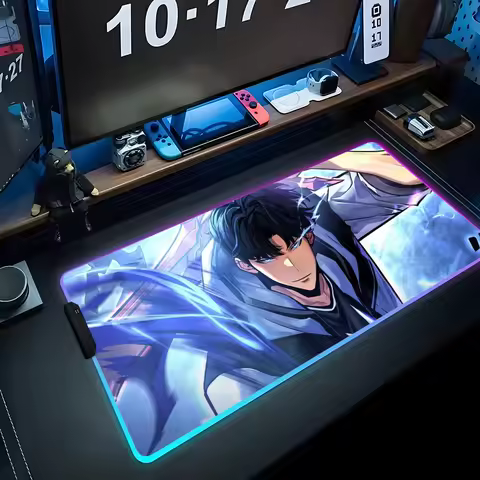 solo leveling Mouse Pad RGB Gaming Mousepad Big LED Pad PC Desk Mat Luminous Mouse Pad Large Keyboard Mats Table Rug With