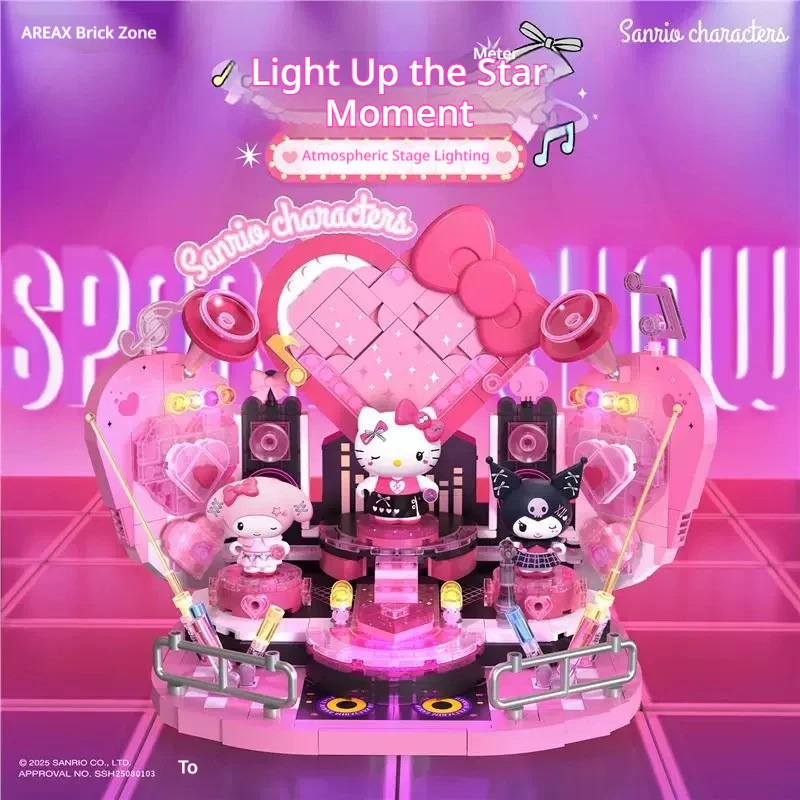 

Areax Building Blocks Sanrio Characters Hello Kitty My Melody Kuromi Sweetie Sparkle Show Interactive Stage Assembly Toy Display