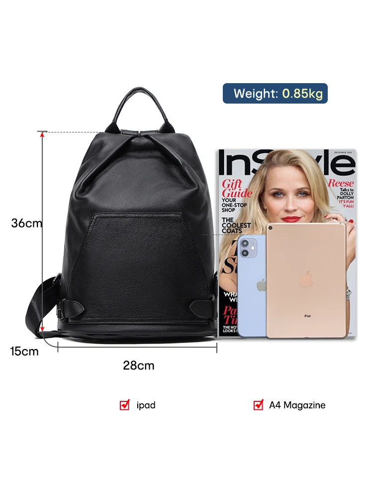 Zency New Autumn Women\'s Genuine Leather Bags Anti-Theft Large School Bag Designer Backpack Female Travel Shopper Satchel Roomy