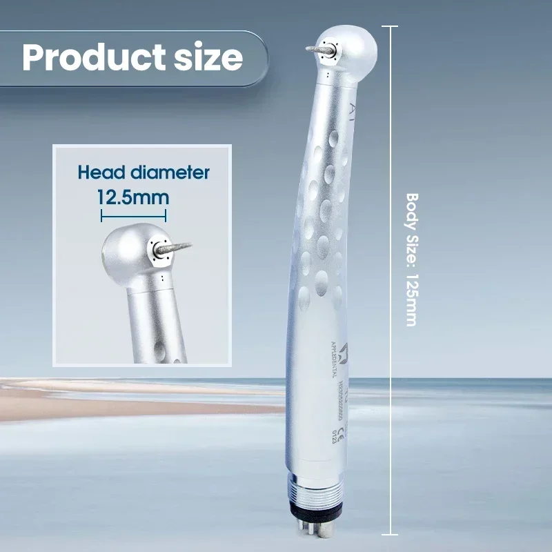 APPLEDENTAL A1 SU Turbine Dental Handpiece Featuring Hercules Single-point Water, Large Push Button, and German Ceramic Bearings