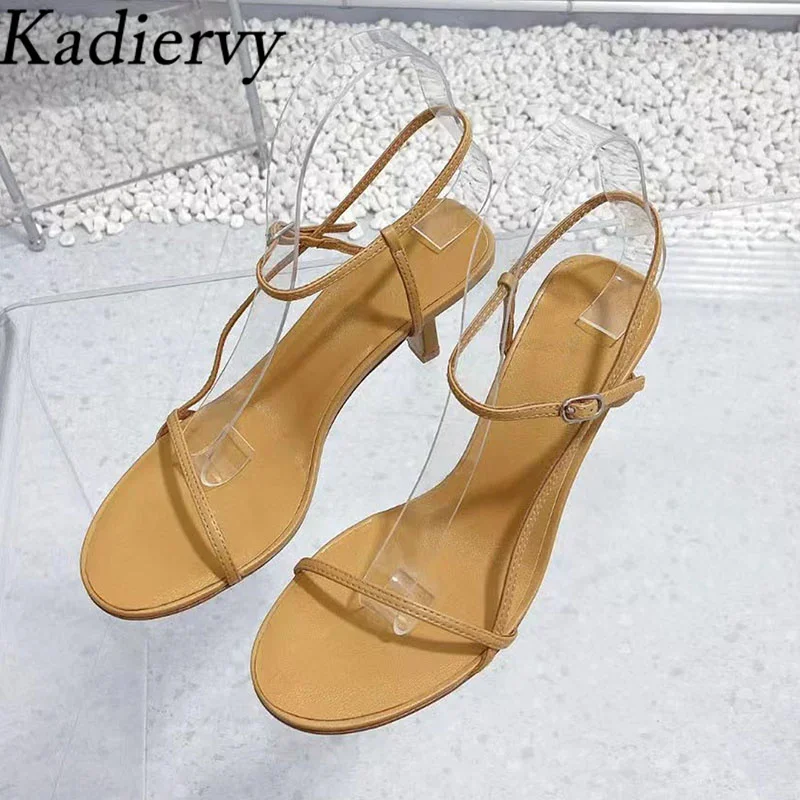 

Hot Sales High Heels Sandals Women Genuine Leather Narrow Band Summer Shoes Woman Thin Heels Sandals Woman Sandalias Mujer