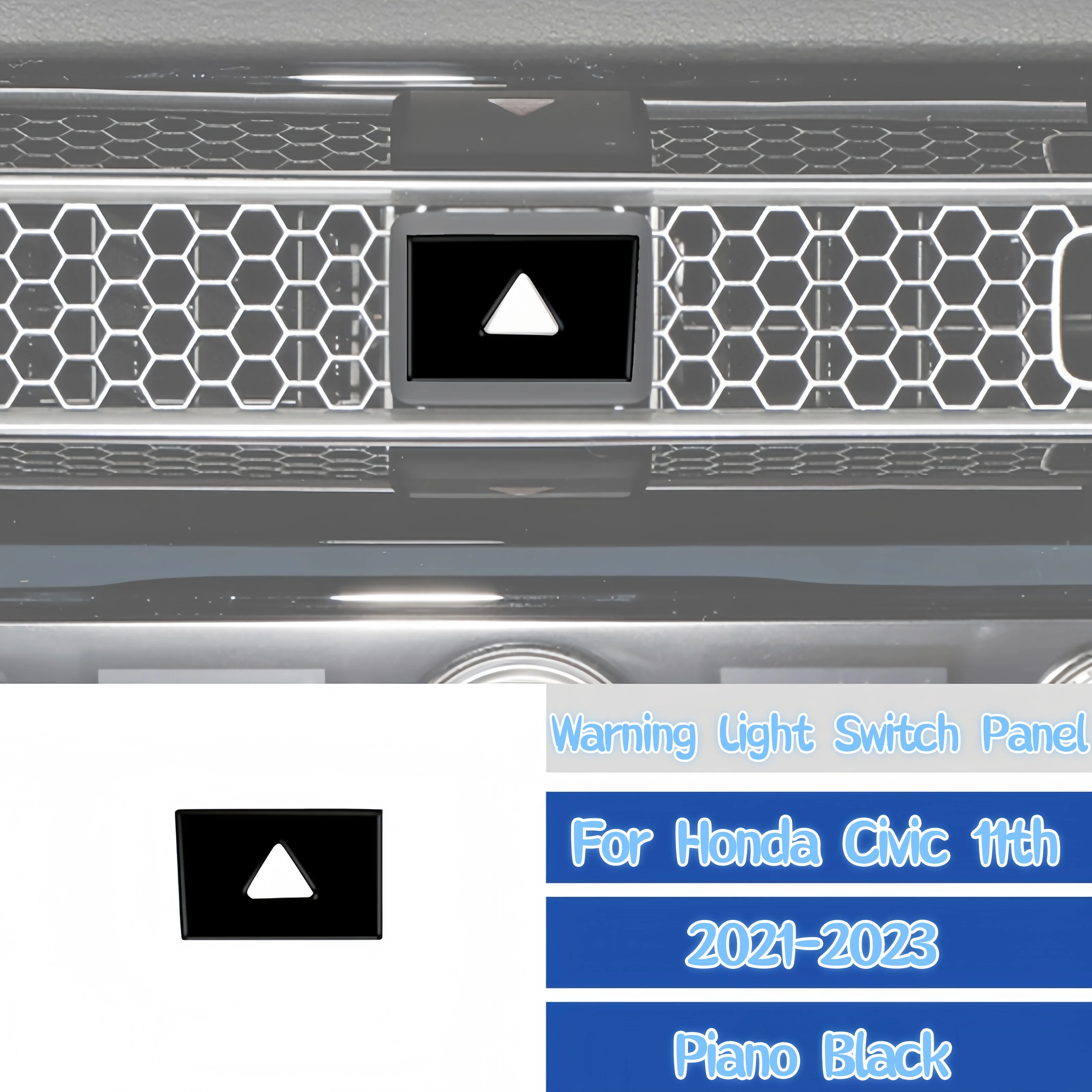 

For Honda Civic 11th Gen 2021-2023 Piano Black Interior Car Warning Light Switch Panel Decoration Cover Trim Sticker Accessories