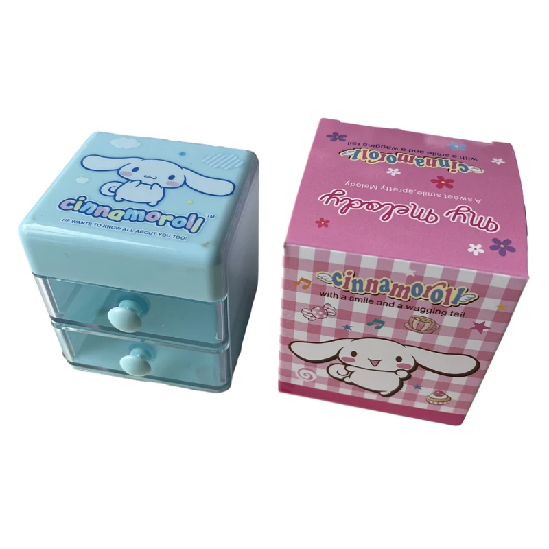 Sanrio Hello Kitty Mini Organizer Cartoon Cinnamoroll Melody Double Layer Jewelry Organizer Box Desktop Storage Box Girls Gifts