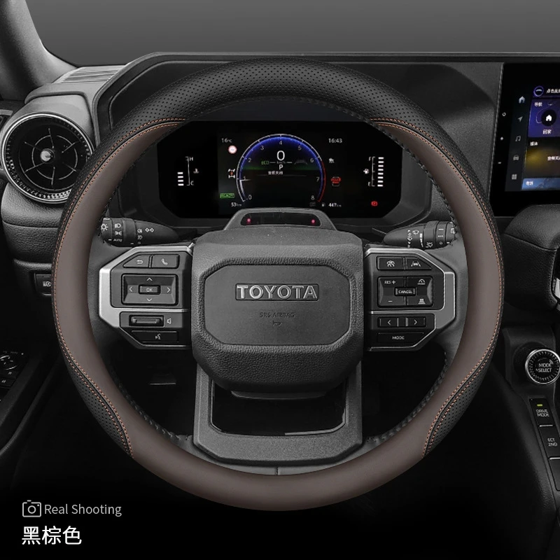 New For Toyota Prado Car Steering Wheel Cover Soft Touch Non‑Slip Odorless Sweat‑Absorbent 37‑38Cm All Seasons Auto Accessories