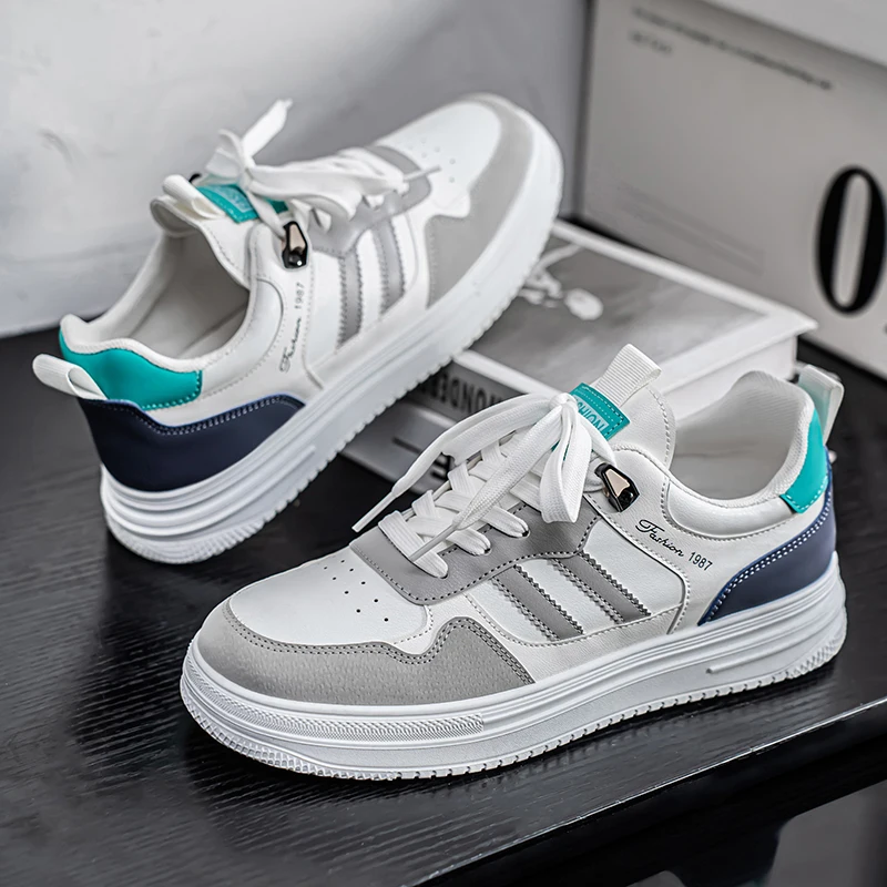 

Men's Hot Sale Sneaker Leather All Match Small White Fashion Furnished Shoes Men Breathable Light Wear Sports Casual Board Shoe