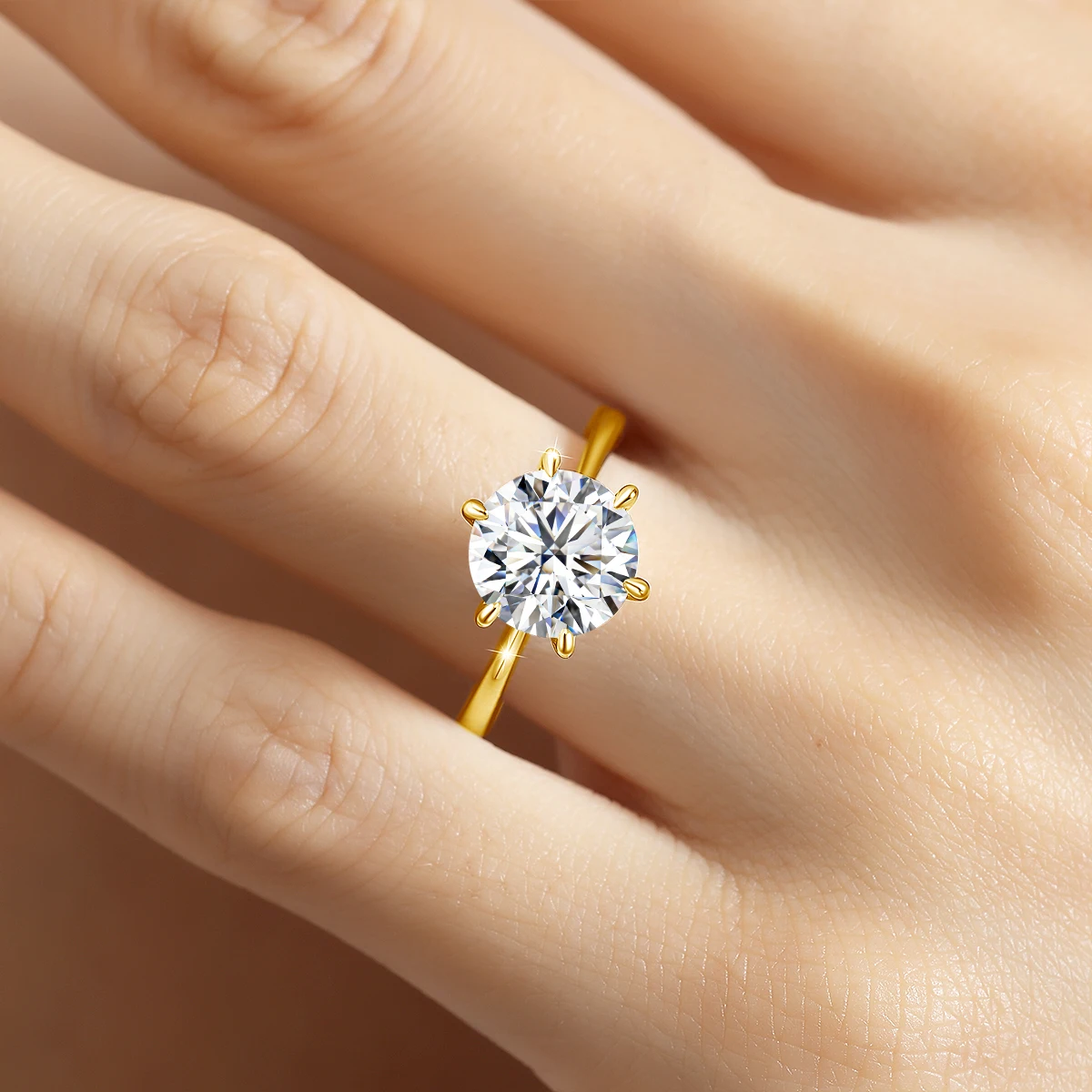 9mm 3ct Moissanit-Ehering mit sechs Krappen, 925 Sterling Silber Verlobungsringe für Frauen, Schmuck für Jubiläen, Partys und Bankette – Detail 5
