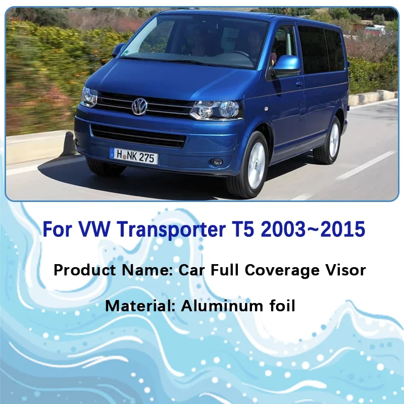 Full Cover Sunshades For Volkswagen VW Transporter T5 Caravelle Multivan Doubleback 2003~2015 SWB UV Protection Car Accessories