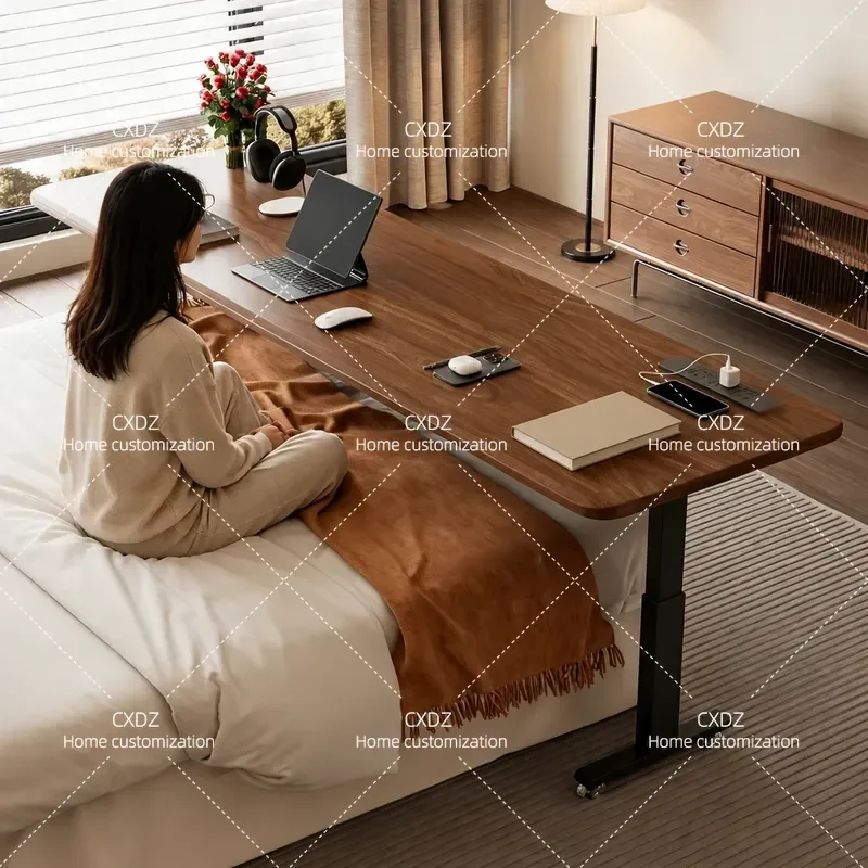 Electric Height Adjustable Cross Leg Table Mobile Laptop Desk for Bedroom Living Room Office Home Workstation Computer Study