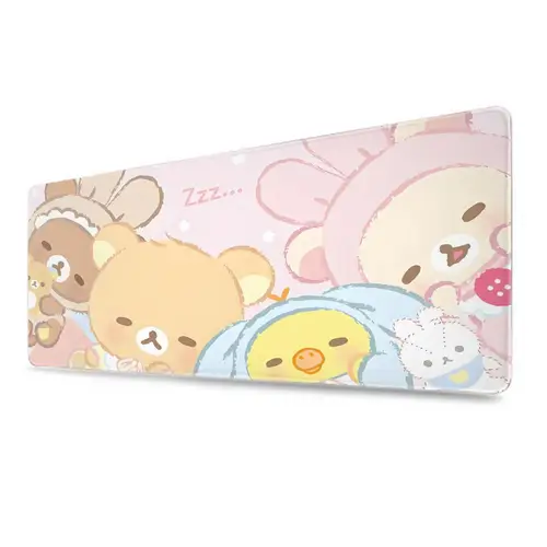 Imagen 2 del producto Alfombrilla de ratón rosa de dibujos animados XXL Korilakkuma Rilakkuma, alfombrilla para teclado Kawaii de Anime, alfombrilla para ratón suave para juegos, alfombrilla de escritorio HD para ordenador