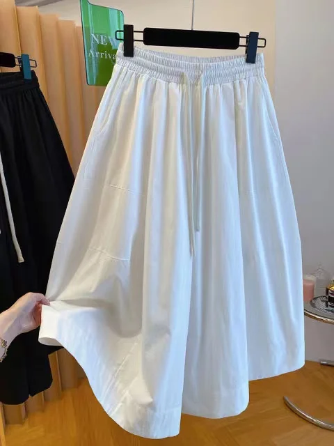 Hoge taille wijde pijpen broek dames zomer losse casual bloeierbroek zeven voet rokbroek Koreaanse Sle straight cut broek