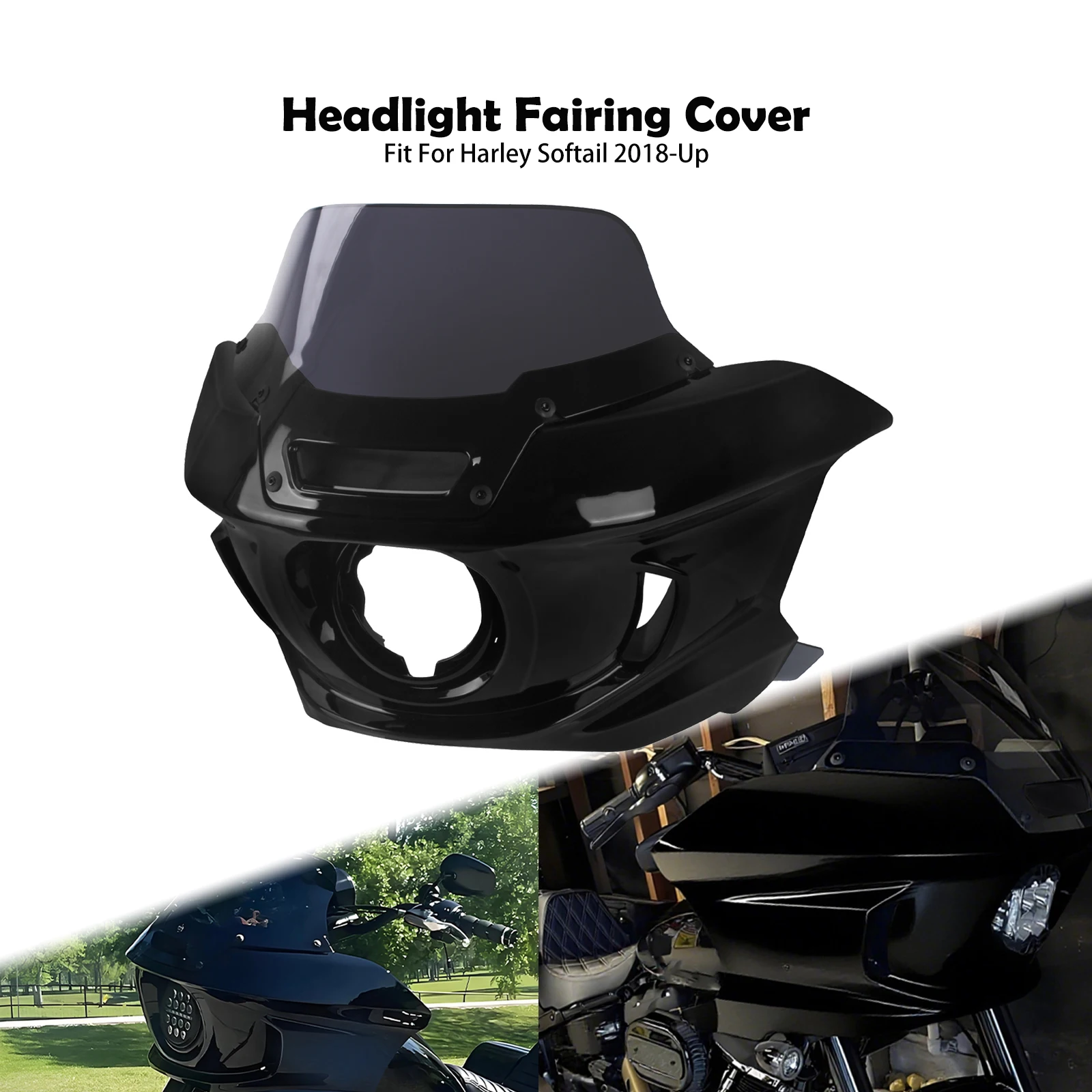 

Motorcycle Headlight Fairing Cover Front Head Light Mount Kit For Harley Softail Low Rider ST Street Bob Fat Boy Breakout 18-Up
