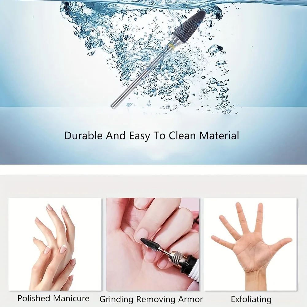 مجموعة رؤوس مثقاب أظافر سوداء مكونة من 10 قطع للتلميع وإزالة أظافر الجل والجلد الميت والبشرة؛ سهلة التنظيف ومتينة #3