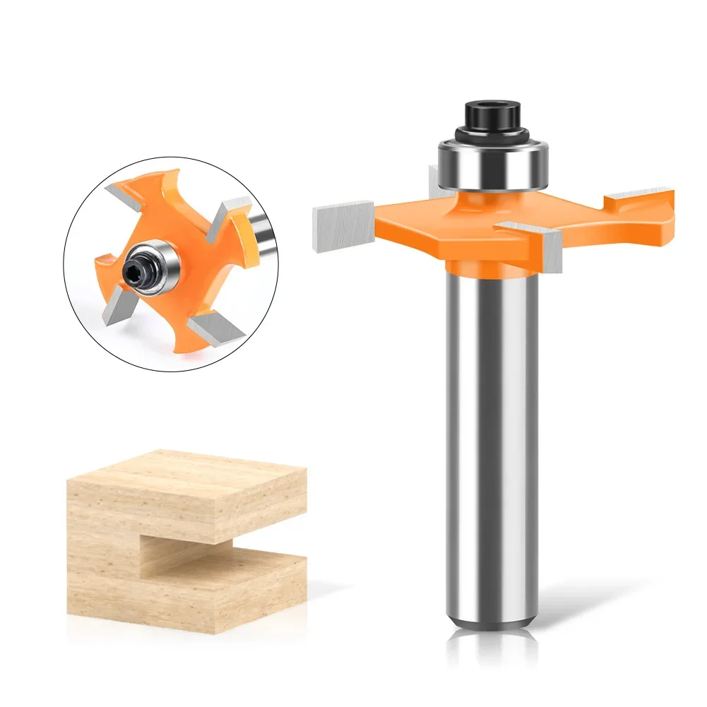 

1PC 8MM Shank Milling Cutter Wood Carving T-Slot Bearings Wood Milling Cutter Industrial Grade Rabbeting Bit woodworking Tool