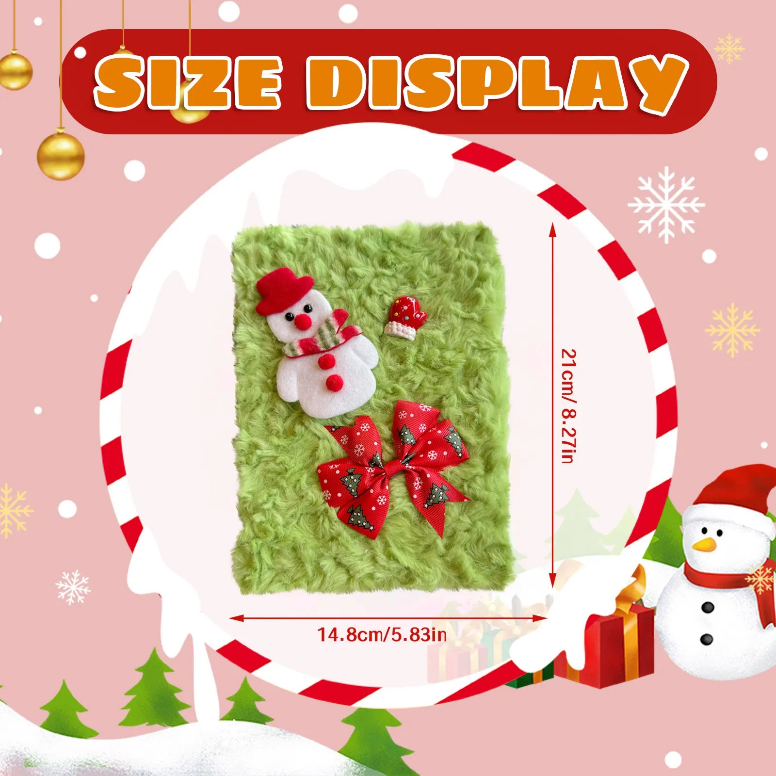 Christmas Plush Notebook A5 Horizontal Line Handbook Santa Claus Snowman Polar Bear Notebook Kids Adult Birthday Christmas Gift