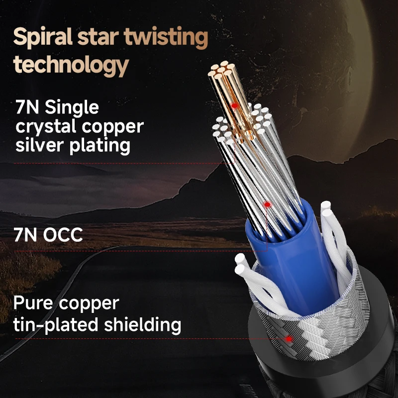 CYKO Hifi RCA إلى RCA ذكر 7N OCC كابل محوري رقمي مطلي بالفضة من ألياف الكربون لـ DVD Projector TV مكبر صوت