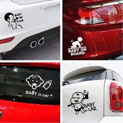 Baby on Board Warn Decals Cool Cartoon Boy Girl Images in Car Styling Vinyl Stickers Auto Accessories Waterproof Decorative Film
