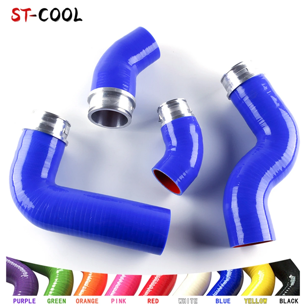 For Volkswagen VW Golf 5 MK5 GTI MKV FSI 2.0T Turbo Boost Pipes Intercooler Tubes Silicone Hoses Kit Piping 4-Ply 4Pcs 10 Colors