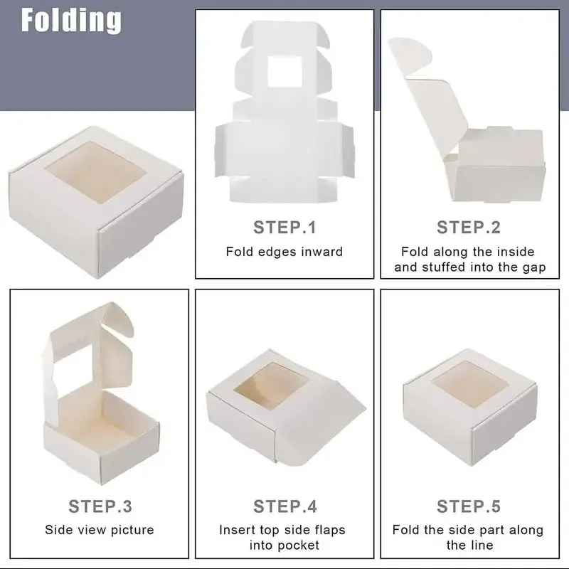 15/30/50pcs Kraft Paper Box,Square Small Gift Box with Round Clear Window,Paper Gift Packaging Box,for Wedding Party Birthday