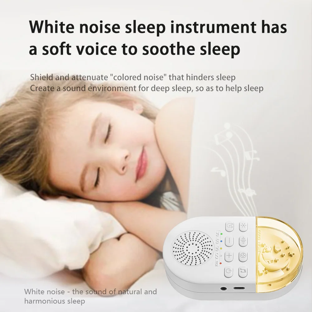 White Noise Machine Portable Baby Sleep Sound Player 24 Soothing Sounds Sleeping Relaxation Rechargeable for Home Travel