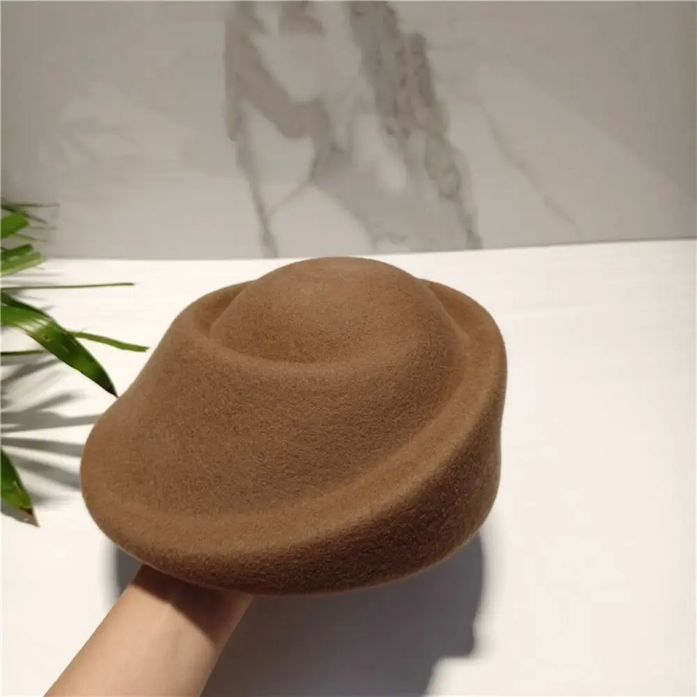 Fashion Hepburn Style Wool Pillbox Hat Elegant Teardrop Beret Hat Versatile Fedoras Fascinators Hats Banquet