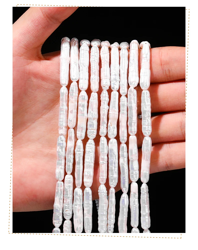 Natürliche Süßwasserperlen, langer Streifen, lose Distanzperlen für Schmuckherstellung, DIY-Armband, Halskette, Zubehör, 16 Stück – Detail 5