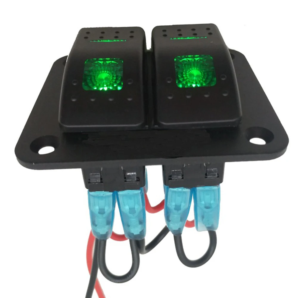 

Circuit Breaker 12-24V 2 Gang Rocker Switch Panel IP66 Waterproof Switch Panel For Cars Yachts RVs Indicator Car Accessories