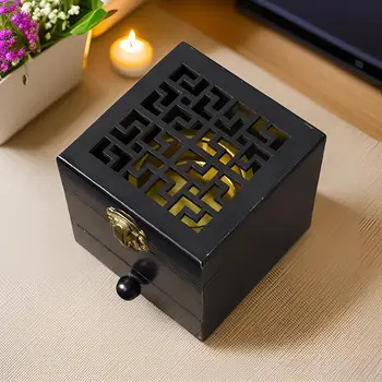 Ahşap tütsü brülör kutusu tütsü tutucu meditasyon Yoga Spa ev dekorasyon koku süs için kapaklı