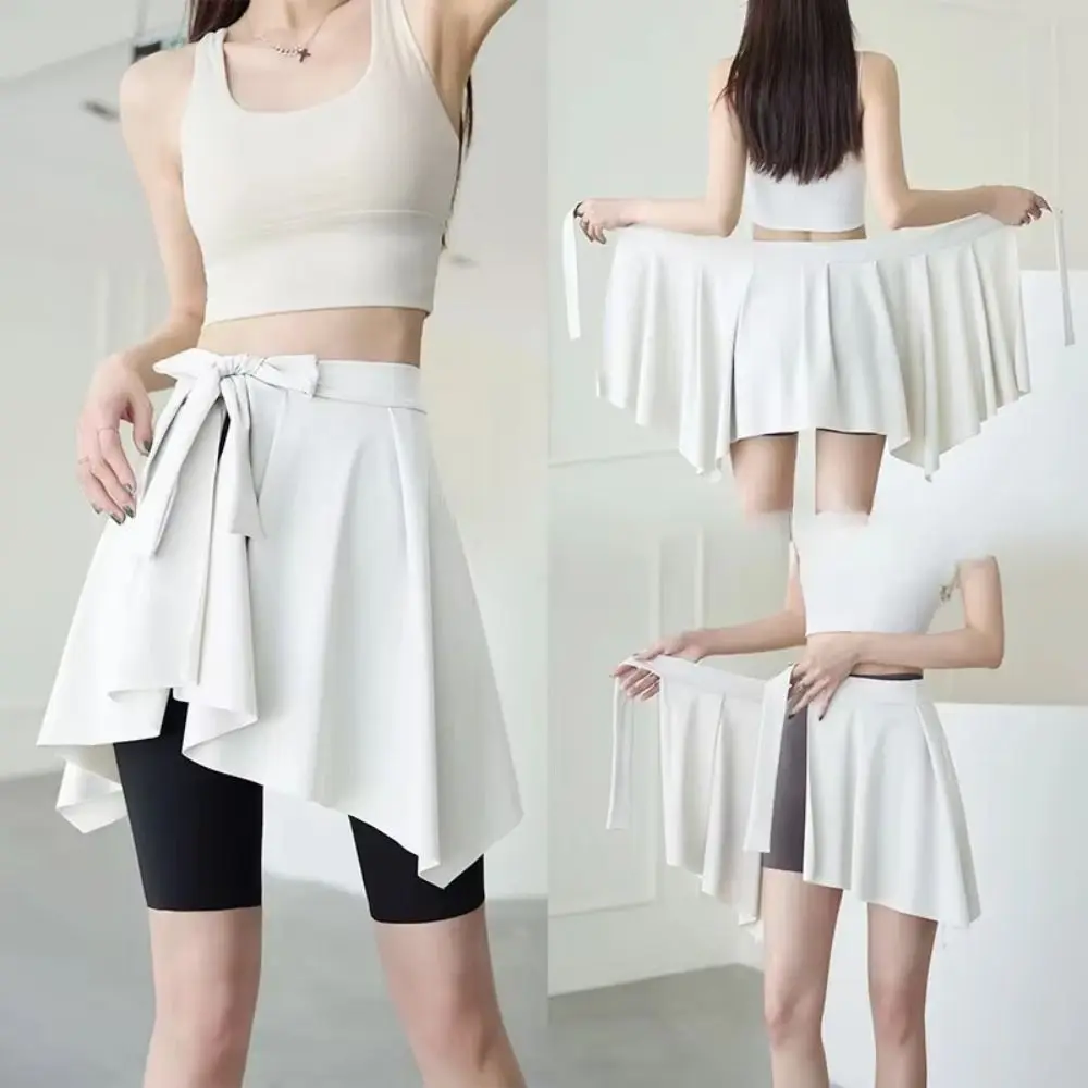 

Irregular Butt Curtain Quick Drying Anti-Exposure Women's Yoga Skirt Lace-up Elastic Waist One Piece Skirt Triangle Area