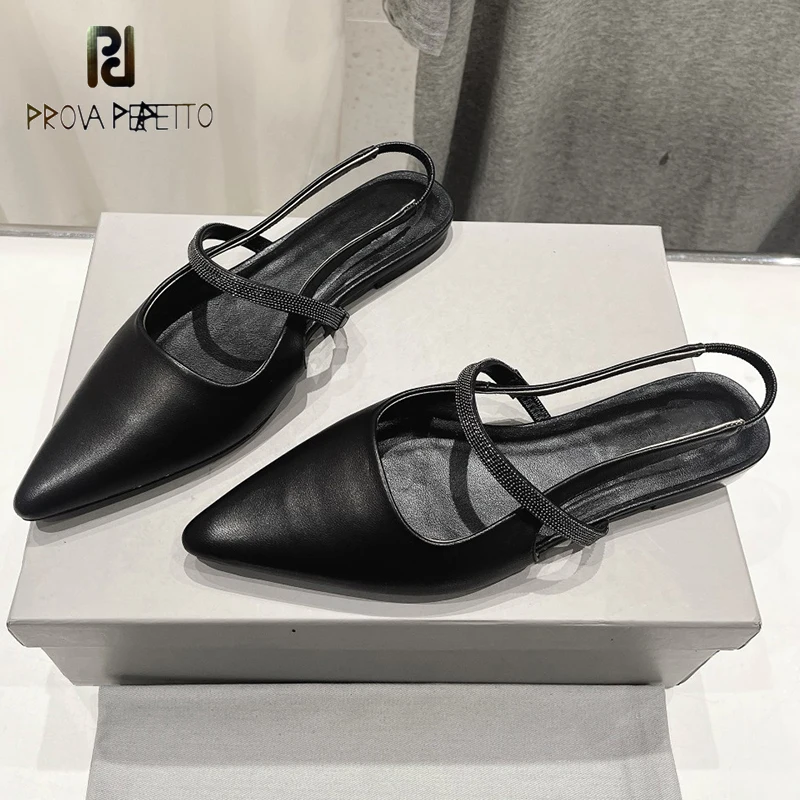 

Back Strap Women Leisure Summer Autumn Sandal Shoe Pointed Toe Flat Casual All Match Daily Walking Comfortable Mules Leather