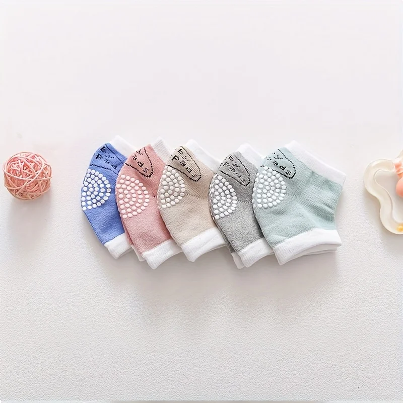 5 أزواج من وسادات الركبة، توزيع مضاد للانزلاق، جوارب للزحف والمشي، مجموعة وسادات للركبة بلون موحد