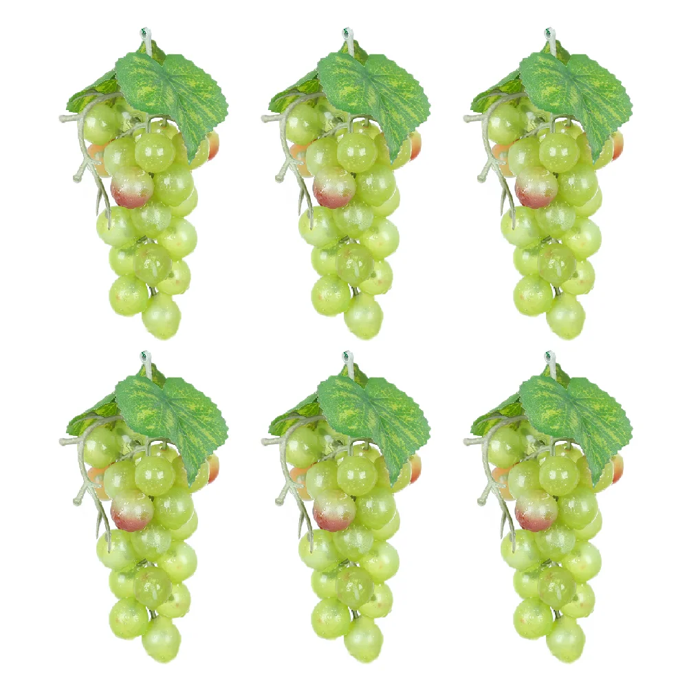 6 Pcs Artificial Grapes Simulation Fruit Models Fake Food Decorative Fruits Photo Props Vines