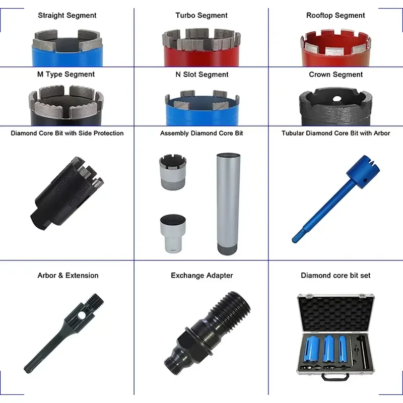 6Pcs Diamond Core Drill Bit Set in Plastic Box for Brick Wall Asphalt Reinforced Concrete