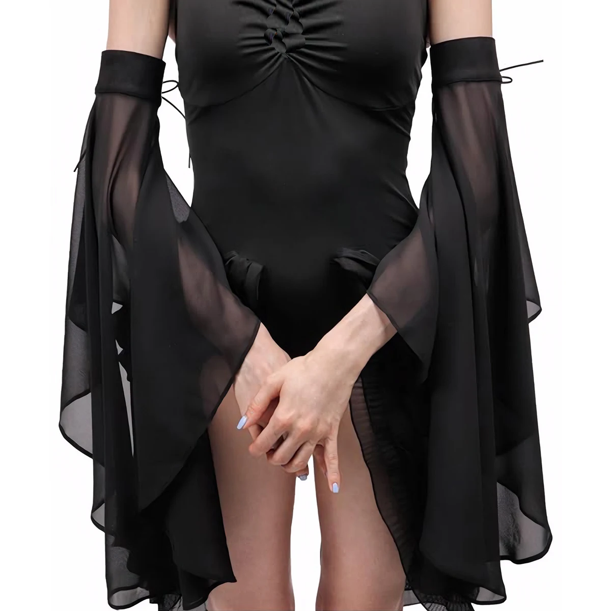 Mangas para mujer, mangas de protección solar europeas y americanas, elásticas, transpirables, desmontables, trompeta, desfile de moda, novias, mangas de verano