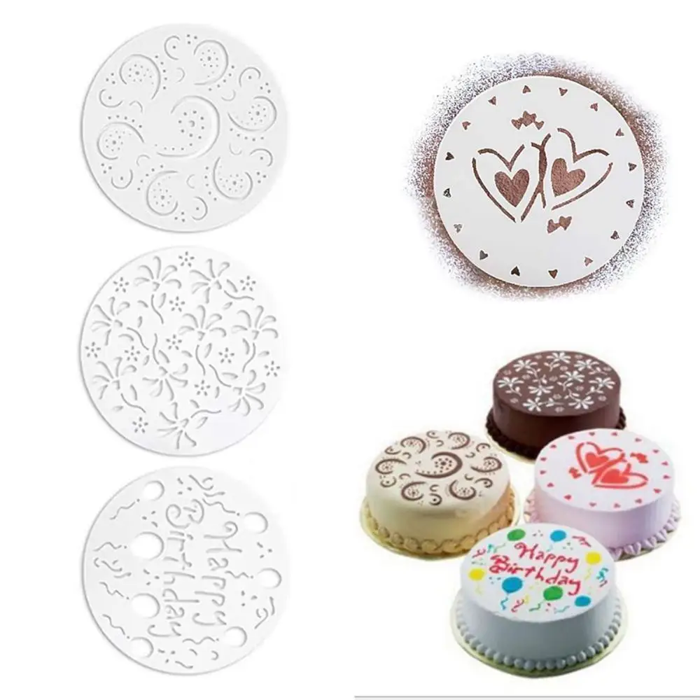 

Baking Happy Birthday DIY Art Lace Flower Edge Sugar Sieve Bakeware Template Cake Decorating Tool Spray Molds Cake Stencil Set