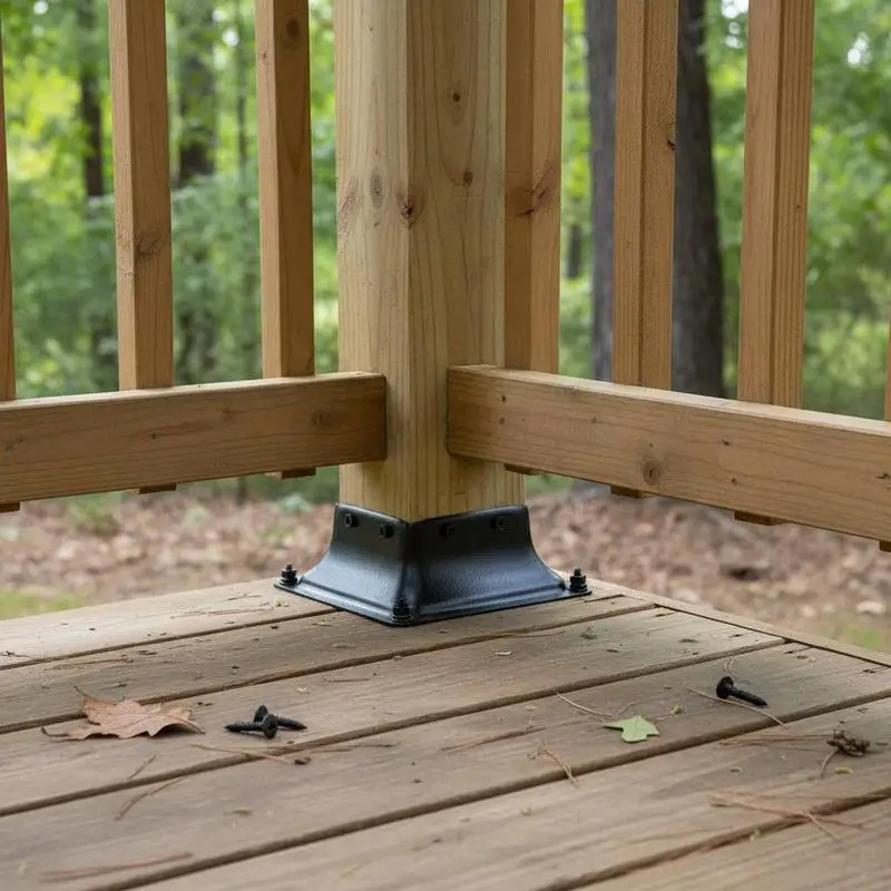 

Column Anchor 3.6"x3.6" For Deck Porch Handrail, 4Pcs Heavy Duty Powder-Coated Steel Support Standard Wood Post Base Railing Mounting Bracket