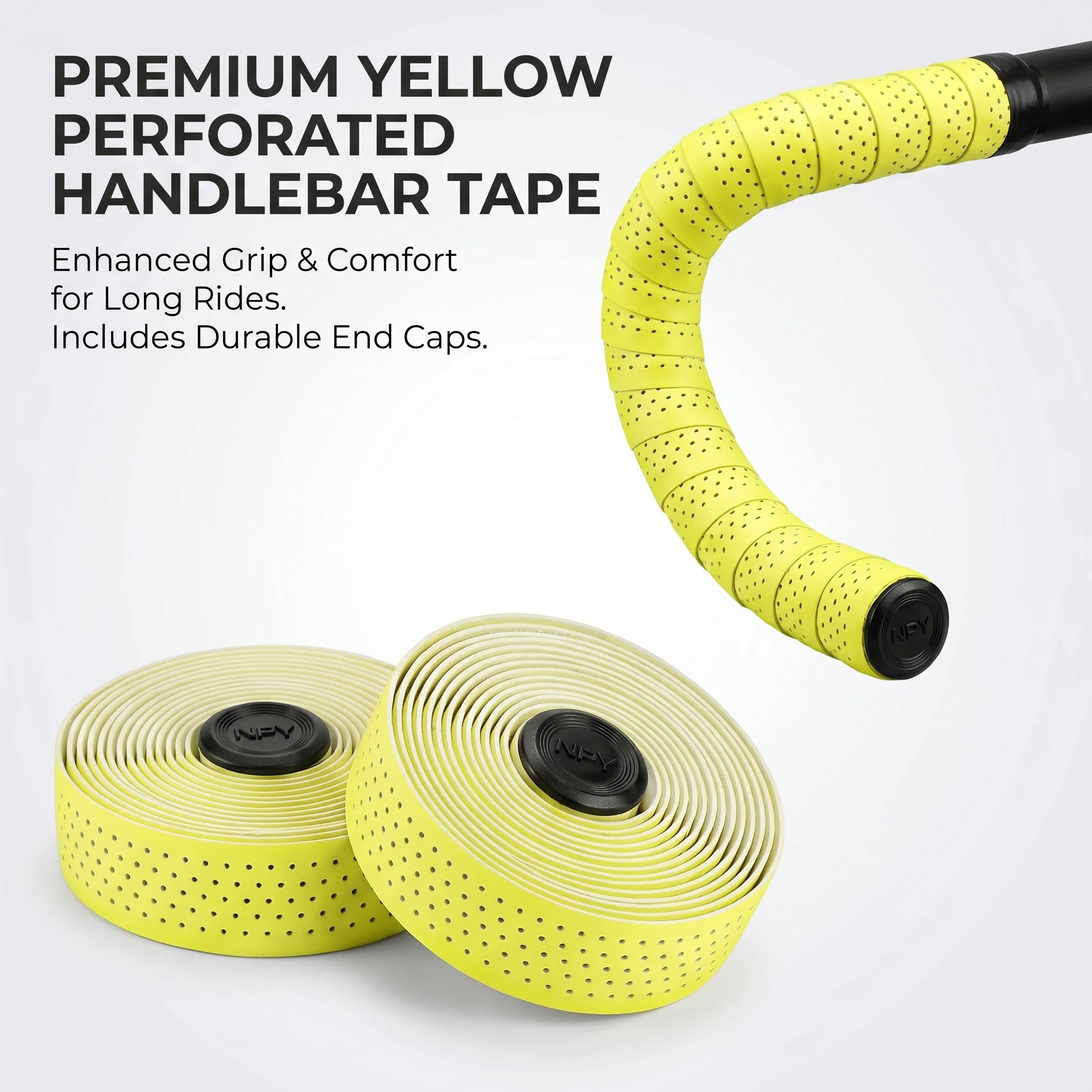 

NPY Bicycle Handlebar Tape Road Bike PU Leather Perforated Belt Breathable Cycling Handle Bar Wrap Straps Fixed Gear Belt