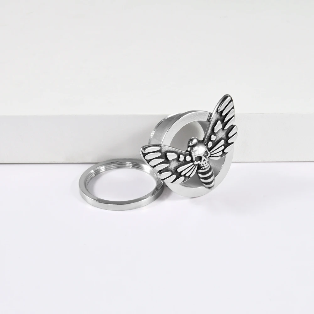 2/1PCS Skeleton Butterfly Stainless Steel Pulley Ear Plugs Tunnel Gauge Stretching Expander 8-25MM Body Piercing Jewelry
