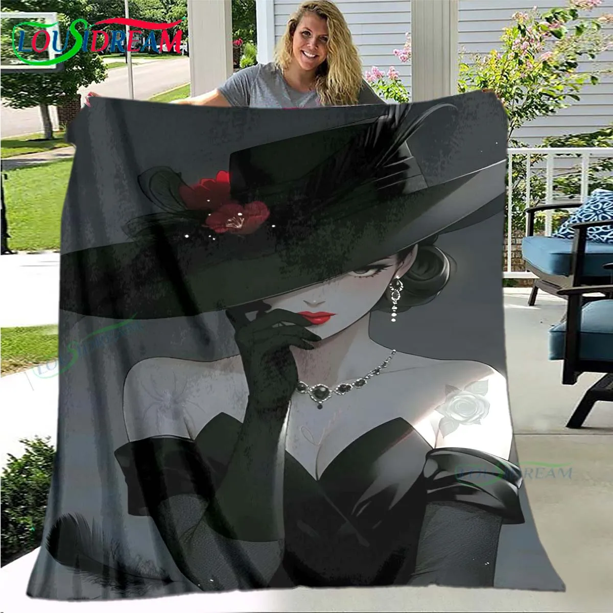 Fashion New Woman-Sexy Pattern Blanket Flannel Thin Blanket Portable Home Travel Office Lunch Break Blanket Birthday Gift