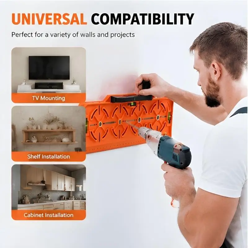 

ABS Plastic Electrical Box Hole Cutter Guide With Handle Integrated Level And Measuring Tool For Electricians And DIY M4YD