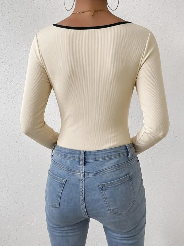 2026 New Autumn/Winter Women's Top Fashionable, Comfortable, Casual, Commuting Versatile, Pit Strip Long Sleeve Jumpsuit