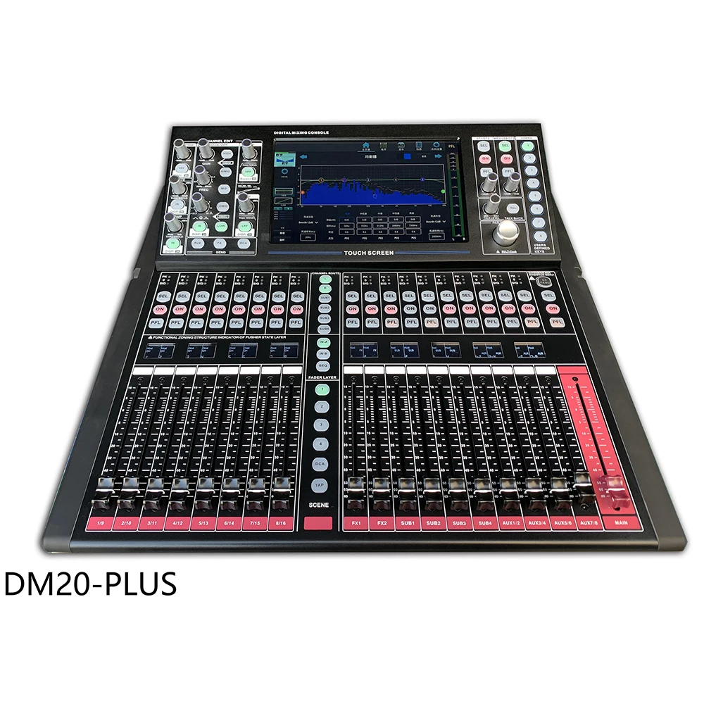 DM20-Plus DJ Speaker Set System 20-CH Digital Audio Mixer Built-In Effects 5-Band EQ TCP/IP Ethernet PC iPad Application