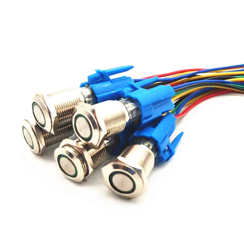 

Светодиодная подсветка 12 В 24 В из нержавеющей стали, металлический кнопочный переключатель и розетка с мгновенной и фиксацией