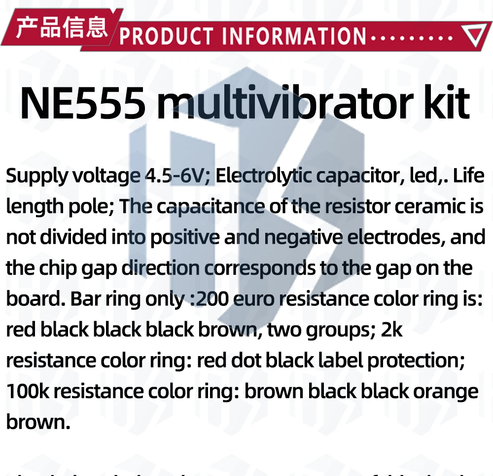 555 Multi-Harmonischer Oszillator-Bausatz NE555 Nicht-Statischer Schaltkreis Doppelblitzlampe Elektronische Fertigungsteile – Detail 1
