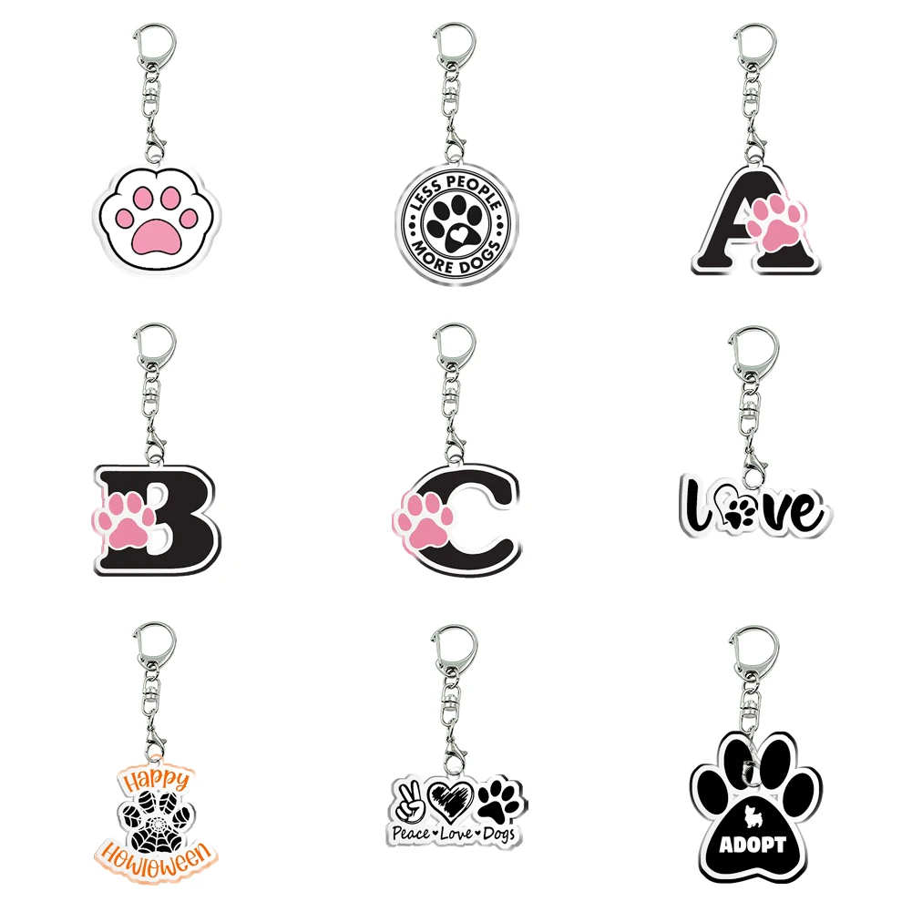 

New Women Men Acrylic Dog Paw Keychain Transparent Acrylic Trinket For Friends Pendants