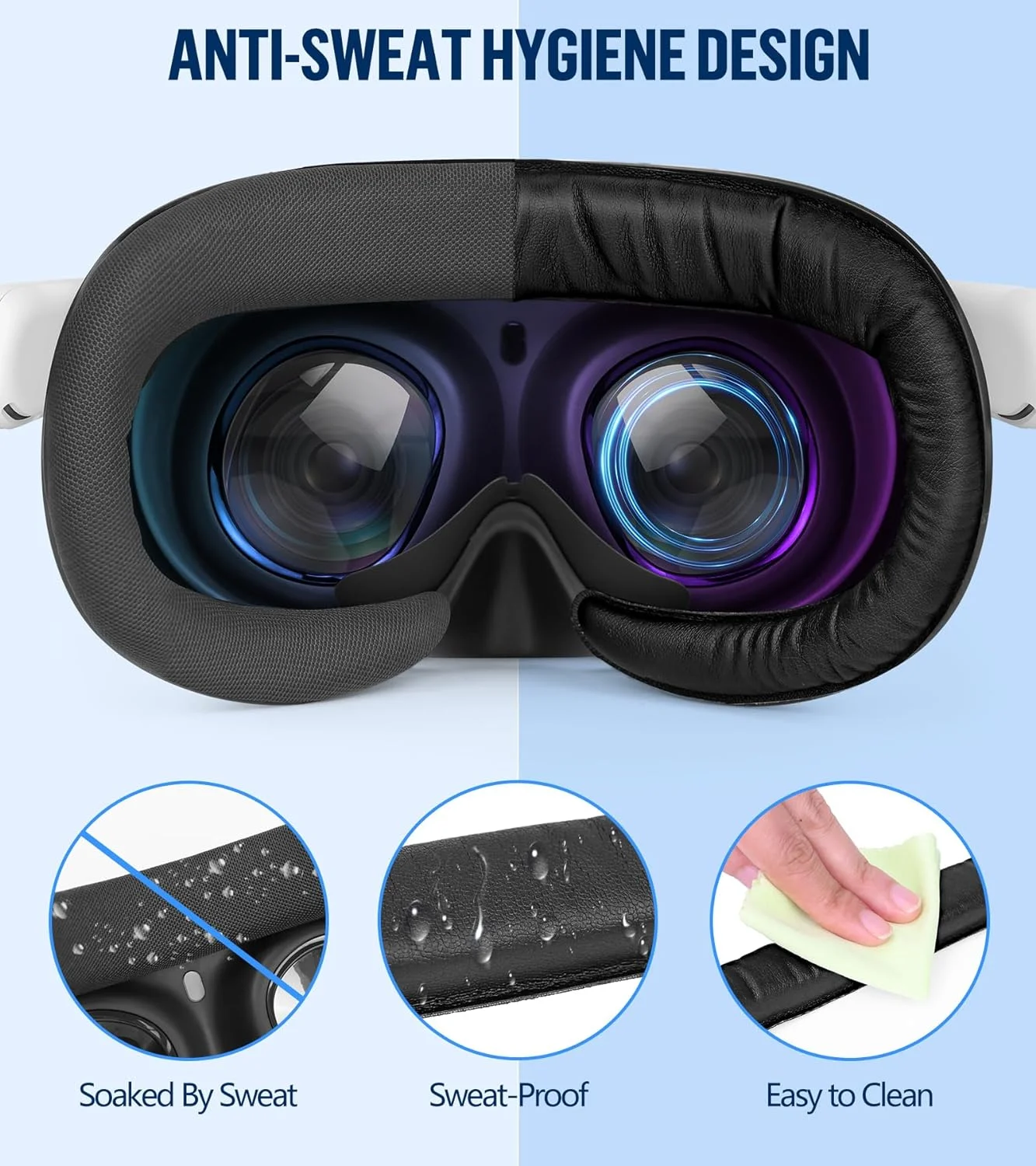 Face Cover for Meta Quest 3 VR Headset Replacement Facial Interface PU Leather Mask Anti-Leakage Nose Pad for Quest3 Accessories