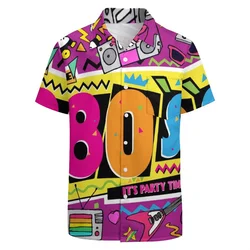 Classic 3d Print Hawaiian Shirt For Men Funky Retro Graphics Party Shirt Short Sleeve Button Up Shirt Street Y2k Clothing