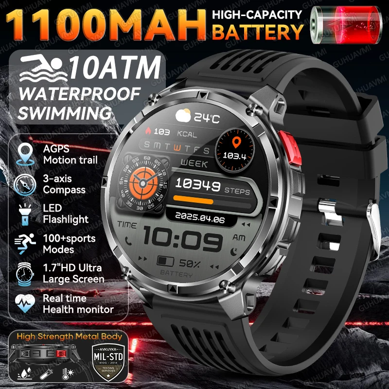 2026 Nieuwe T-Rex 3 Pro Smartwatch 1100mAh Lange Batterijduur Dual-Band GPS 10ATM Waterdicht Militaire Kwaliteit Sport Outdoor Smartwatches