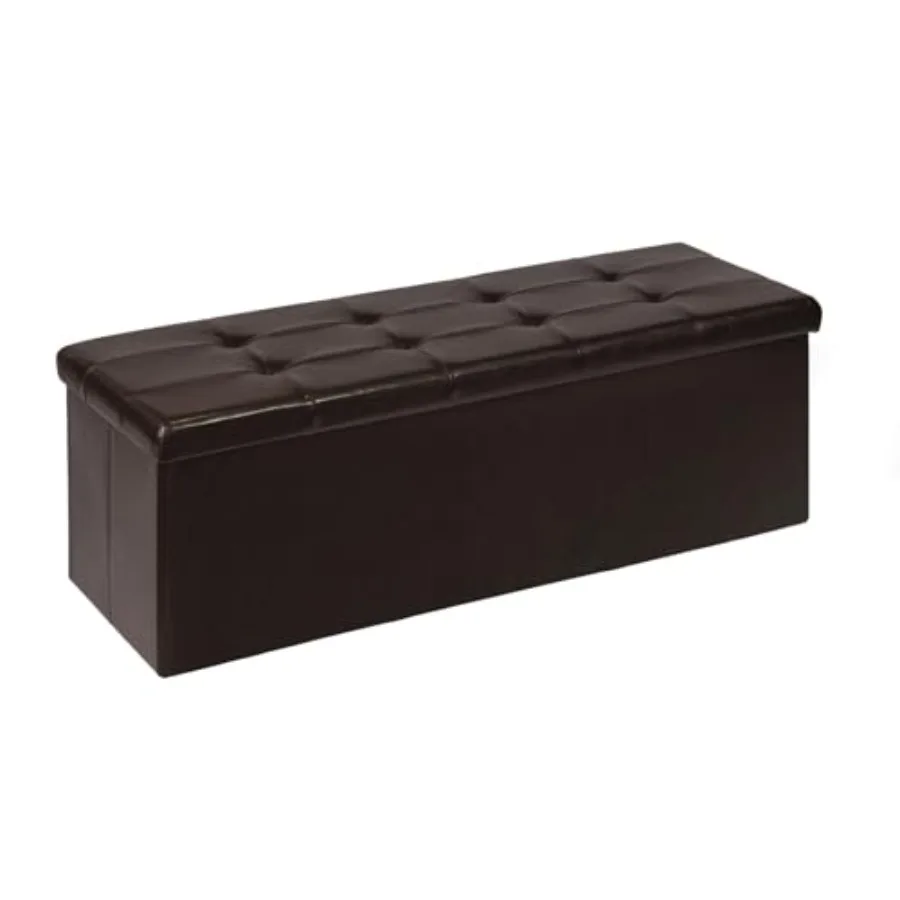 

Folding Storage Ottoman Bench Faux Leather Long Storage Chest Footstool Seat Bench for Bedroom and Hallway 43.3"x15.7"x15.7
