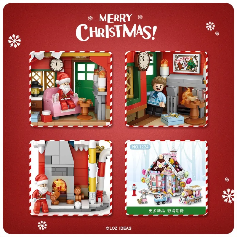 Christmas House MINI Particle Building Blocks ปริศนาประกอบสร้างสรรค์ตกแต่ง DIY ของเล่นเครื่องประดับเด็กคริสต์มาสของขวัญ